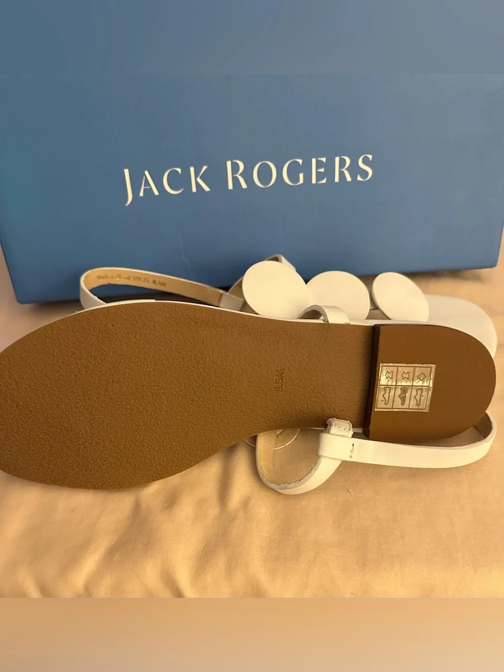Jack Rogers White Three-Circle Toe-Post Slingback Sandals